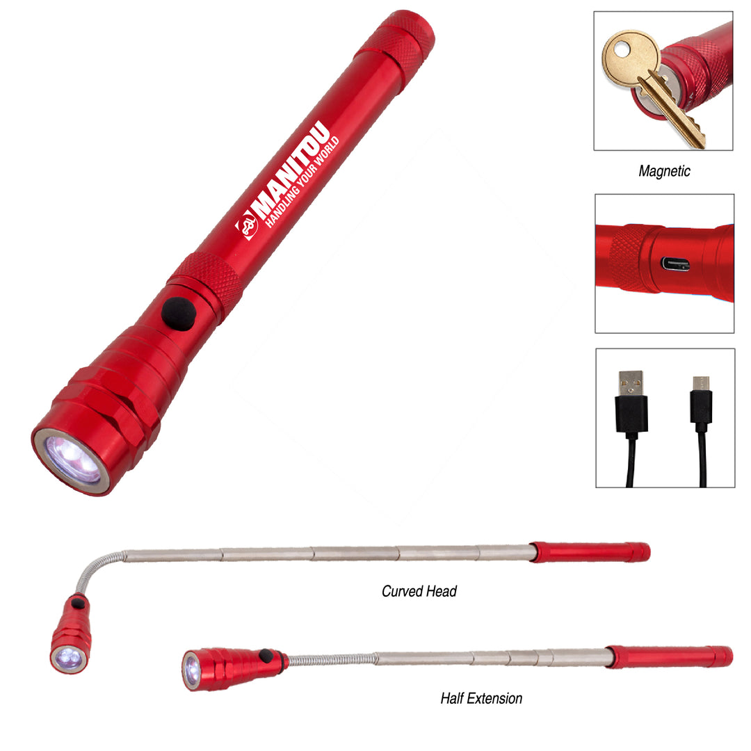 Telescopic Rechargeable Recycled Aluminum Flashlight With Magnet Manitou