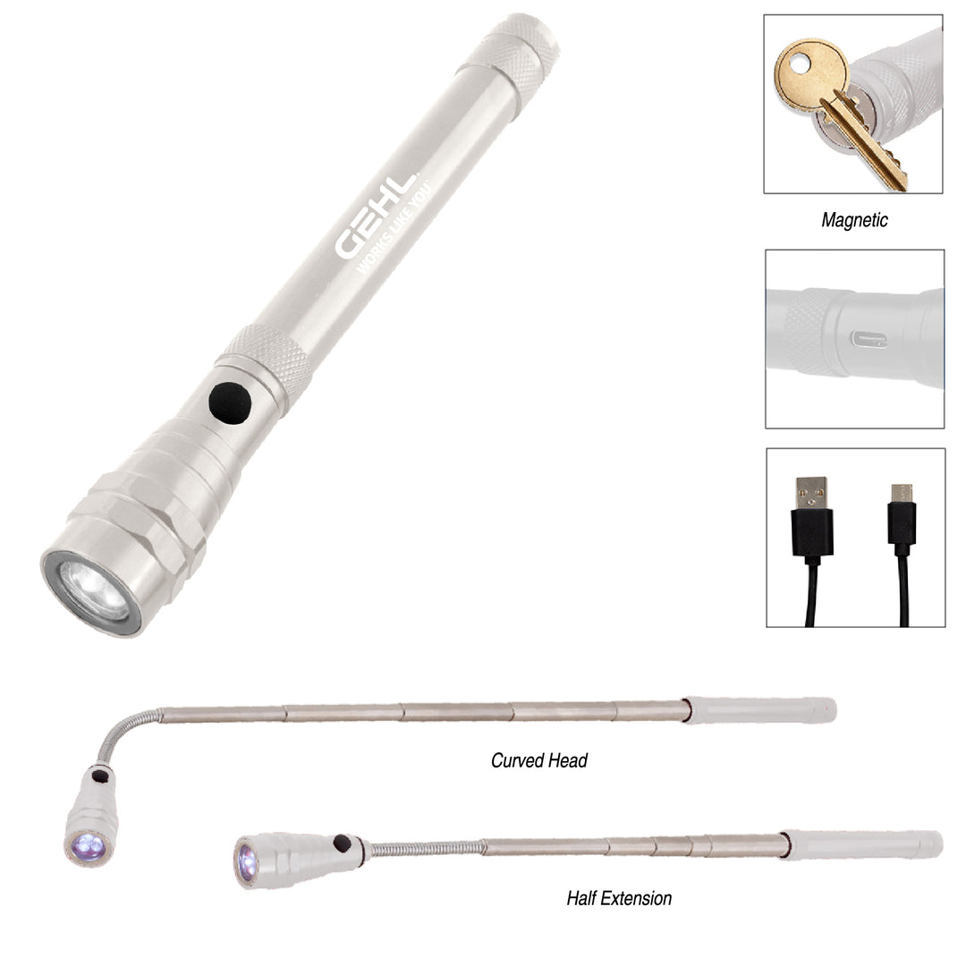 Telescopic Rechargeable Recycled Aluminum Flashlight With Magnet Ghel